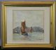 Antique 19thc Charles Paul Gruppe Watercolor Painting,  Maritime Seascape Boats Other Maritime Antiques photo 1