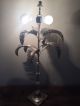 Vintage Italian Hollywood Regency Palm Frond Leaf Silver Table Lamp Lamps photo 10