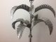 Vintage Italian Hollywood Regency Palm Frond Leaf Silver Table Lamp Lamps photo 2