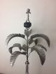 Vintage Italian Hollywood Regency Palm Frond Leaf Silver Table Lamp Lamps photo 8