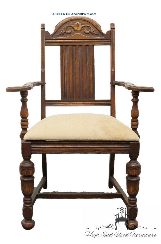 Antique 1920’s Gothic Revival Jacobean Dining Arm Chair 1900-1950 photo
