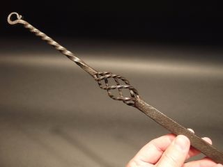Rare Primitive Antique Hand Forged Wrought Iron Skewer Or Spit photo