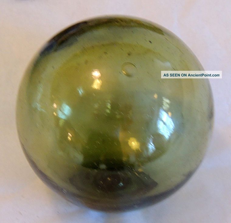 Vtg Japanese Glass Fishing Float.  2.  5 Inch.  Rich Olive Green & Bubbles (59) Fishing Nets & Floats photo