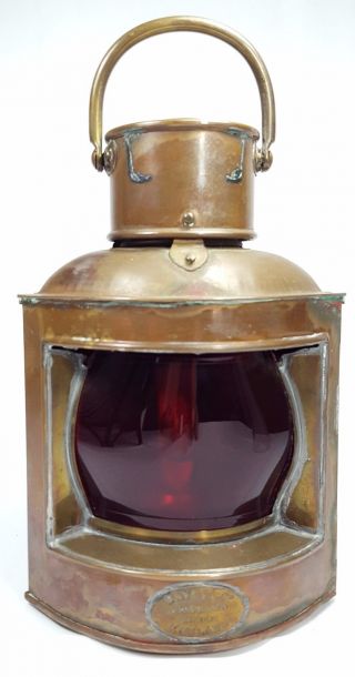 Vintage Davey & Co London Port Marine Lantern Brass Copper For Display photo