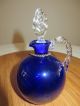 Vintage Murano Cobalt Blue Glass Perfume Oil Bottle Cruet Pewter Olio Oil Label Perfume Bottles photo 2