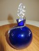Vintage Murano Cobalt Blue Glass Perfume Oil Bottle Cruet Pewter Olio Oil Label Perfume Bottles photo 4