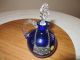 Vintage Murano Cobalt Blue Glass Perfume Oil Bottle Cruet Pewter Olio Oil Label Perfume Bottles photo 5