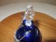 Vintage Murano Cobalt Blue Glass Perfume Oil Bottle Cruet Pewter Olio Oil Label Perfume Bottles photo 8