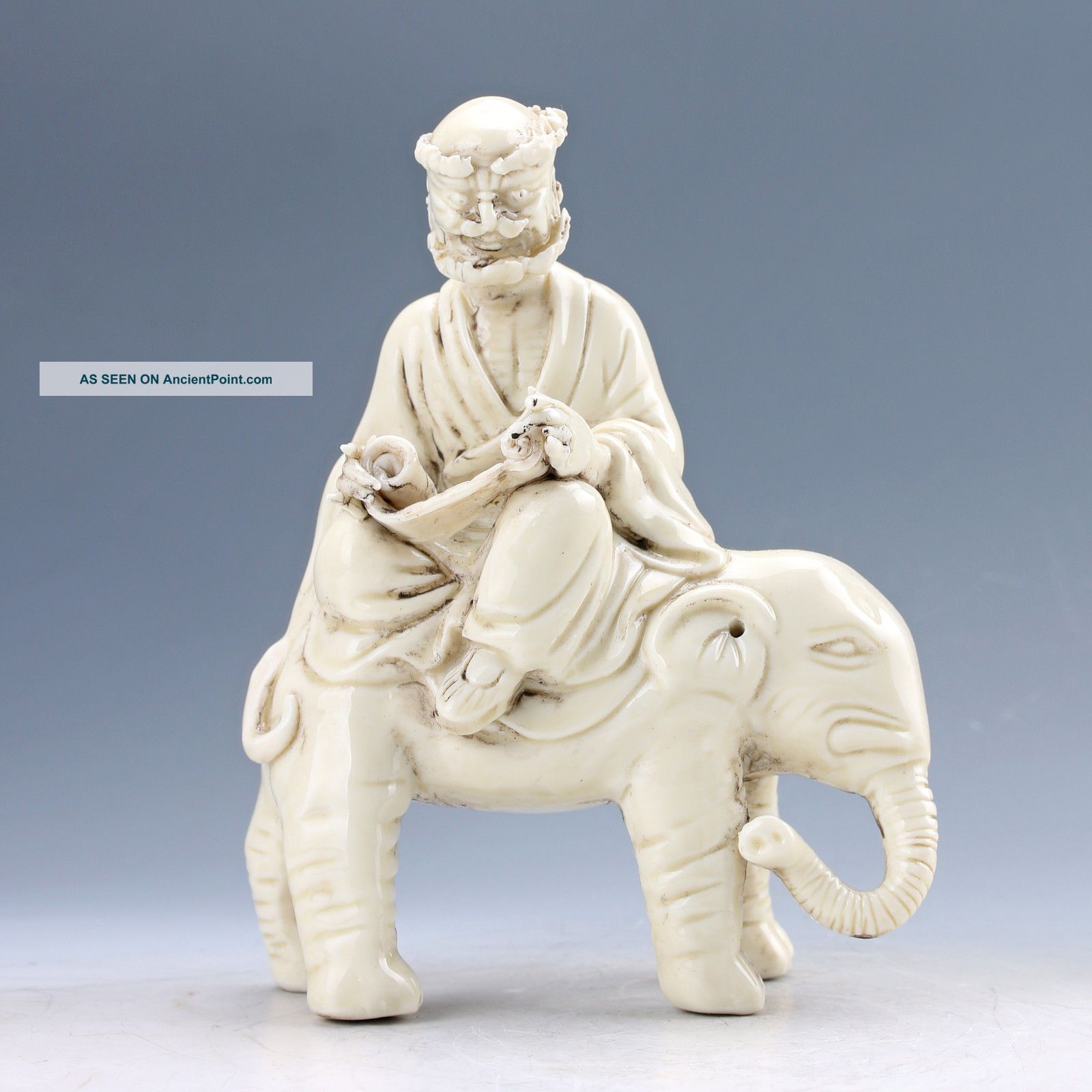 Exquisite Dehua Porcelain Handwork Li Guai & Elephant Statue Snuff Bottles photo