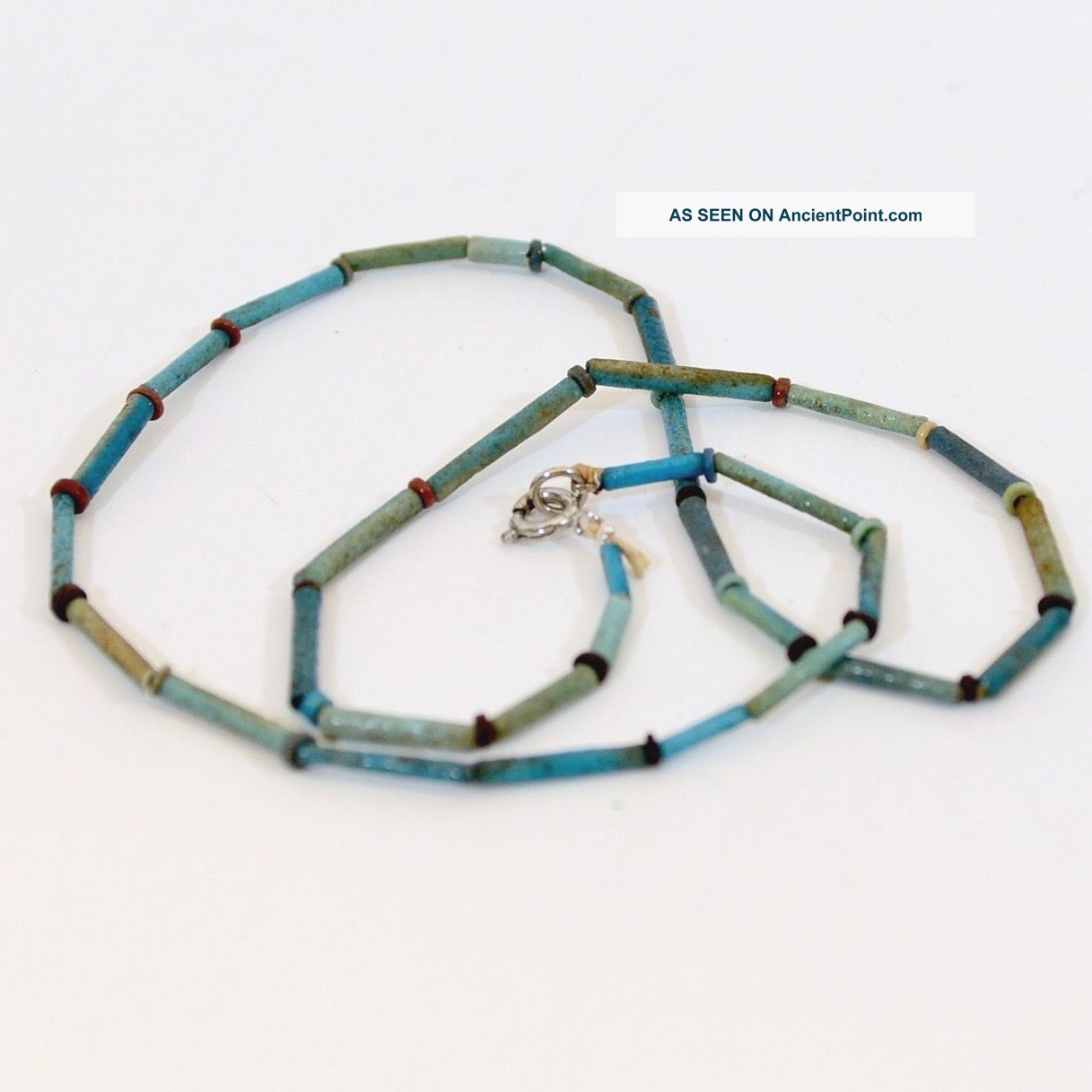 Ancient Egyptian Faience Amulet Mummy Bead Necklace 19 Inches Circa 600 Bc Egyptian photo