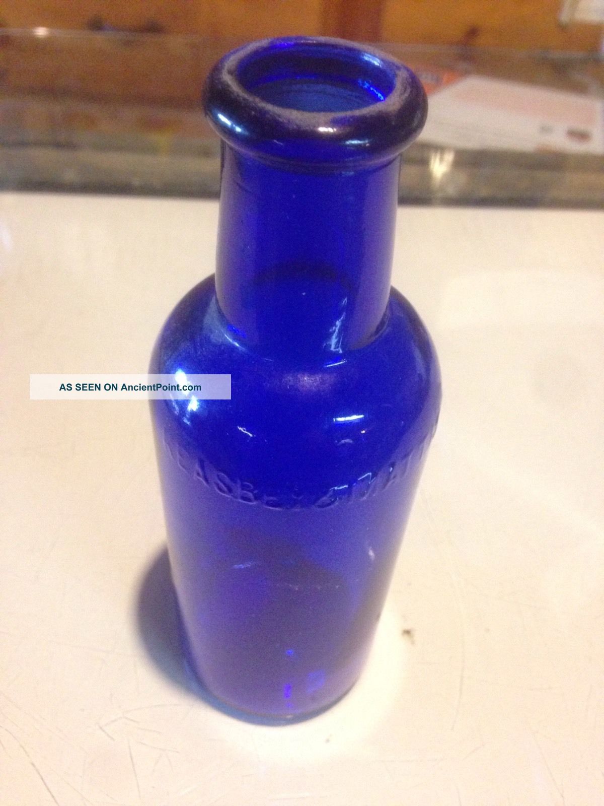 Keasbey & Mattison,  Ambler Pa Antique Cobalt Blue Bottles & Jars photo