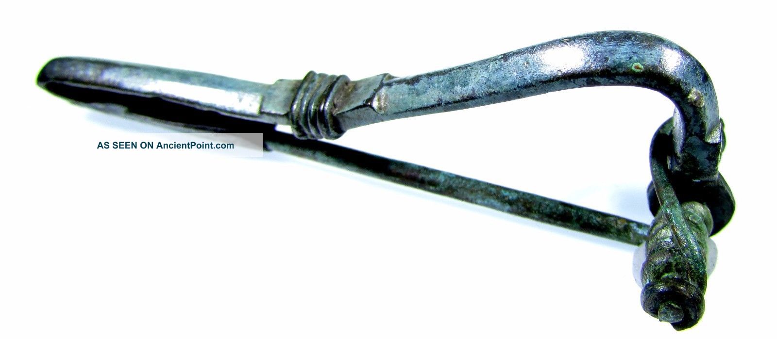 Roman Bronze Decorated Bow Type Brooch/fibula - Ancient Historic Artifact - C60 Roman photo