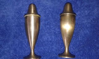 Vintage Brass Salt & Pepper Shakers Tri - Gold photo