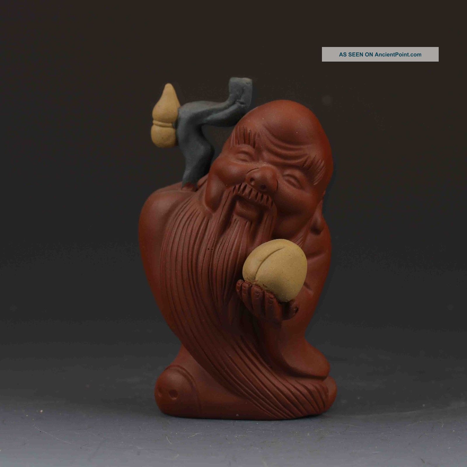 Chinese Yixing Zisha Hand - Carved Longevity God Statue G432 Other Antique Chinese Statues photo