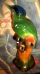 C.  1930 Art Deco German Figural Kingfisher On Tree Stump Figural Flower Frog 6 