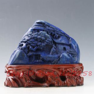 100 Natural Lapis Lazuli Hand - Carved Old Man&pine Statue Xz357 photo