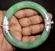 Big Fine Jade Jadeite Bracelet Bangle Vintage Green/red Ruby/sterling Silver 925 Bracelets photo 2