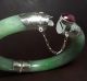 Big Fine Jade Jadeite Bracelet Bangle Vintage Green/red Ruby/sterling Silver 925 Bracelets photo 7
