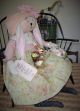Primitive Folk Art Bunny Easter Doll Vintage Crinoline Buttons Easter Egg Candy Primitives photo 1
