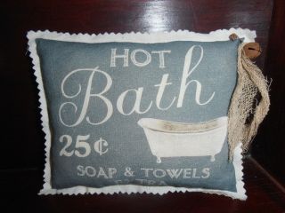 Fabric Shelf Sitter Hot Baths Advertisement Rustic Primitive Country Decor Usa photo