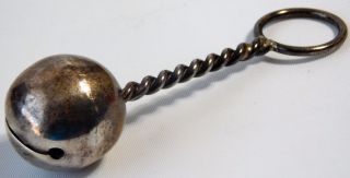 Atq Victorian Sterling Silver Baby Toy Rattle Bell photo