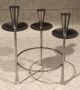 Gabis Stainless Sweden Triple Candlestick Holder Saucers Mcm Flat Paddle Feet 9 