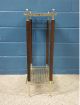 Mid Century Modern Gold Telephone Stand Wire Mesh Accent Table Wood Mid-Century Modernism photo 1