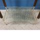 Mid Century Modern Gold Telephone Stand Wire Mesh Accent Table Wood Mid-Century Modernism photo 4