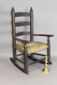 Great William & Mary 18th C Ct Child ' S 3 Slat Armchair In Black Paint Primitives photo 1