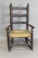Great William & Mary 18th C Ct Child ' S 3 Slat Armchair In Black Paint Primitives photo 2
