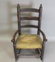 Great William & Mary 18th C Ct Child ' S 3 Slat Armchair In Black Paint Primitives photo 3