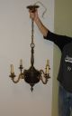 Antique Art & Craft Brass 20 ' S Pub Chandelier Ceiling 4 Arm Light Fixture Arts & Crafts Movement photo 1