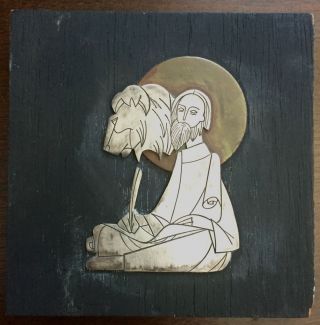 Talleres Monasticos—jesus & Lion Head—sterling Silver & Wood—mcm—mid - Century—925 photo