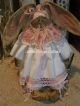 Primitive Bunny Rabbit Doll Old Linen,  Old Lace,  Old Photo Folk Art Bunny Doll Primitives photo 8