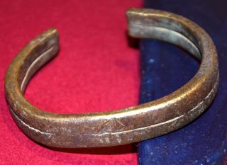 Antique African Tribal Brass Stacking Manila Bracelet Metal Currency Mali Africa photo
