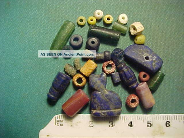 30,  Ancient Beads Circa 1000 Bc - 700 Ad,  Egyptian Lapis Lazuli Cat Amulet Roman photo
