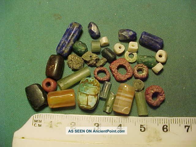 30,  Ancient Beads Circa 1000 Bc - 700 Ad,  Egyptian Scarab Amulet Roman photo