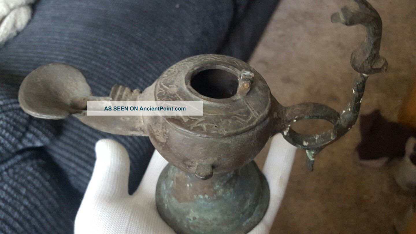 Ancient Bronze Oil Lamp Bronze Roman photo