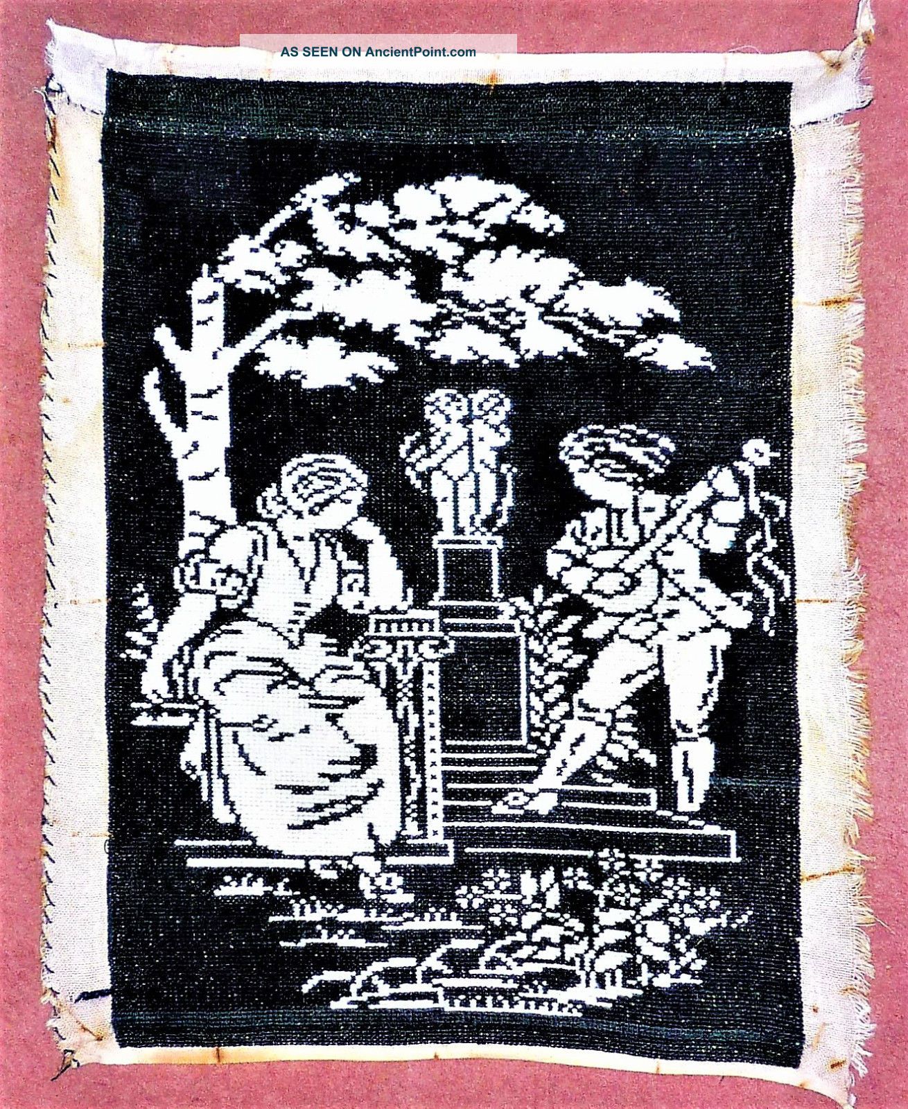 1930 ' S Art Deco ' Retrospective ' Style Black/white Hand Stitched Tapestry Picture Art Deco photo