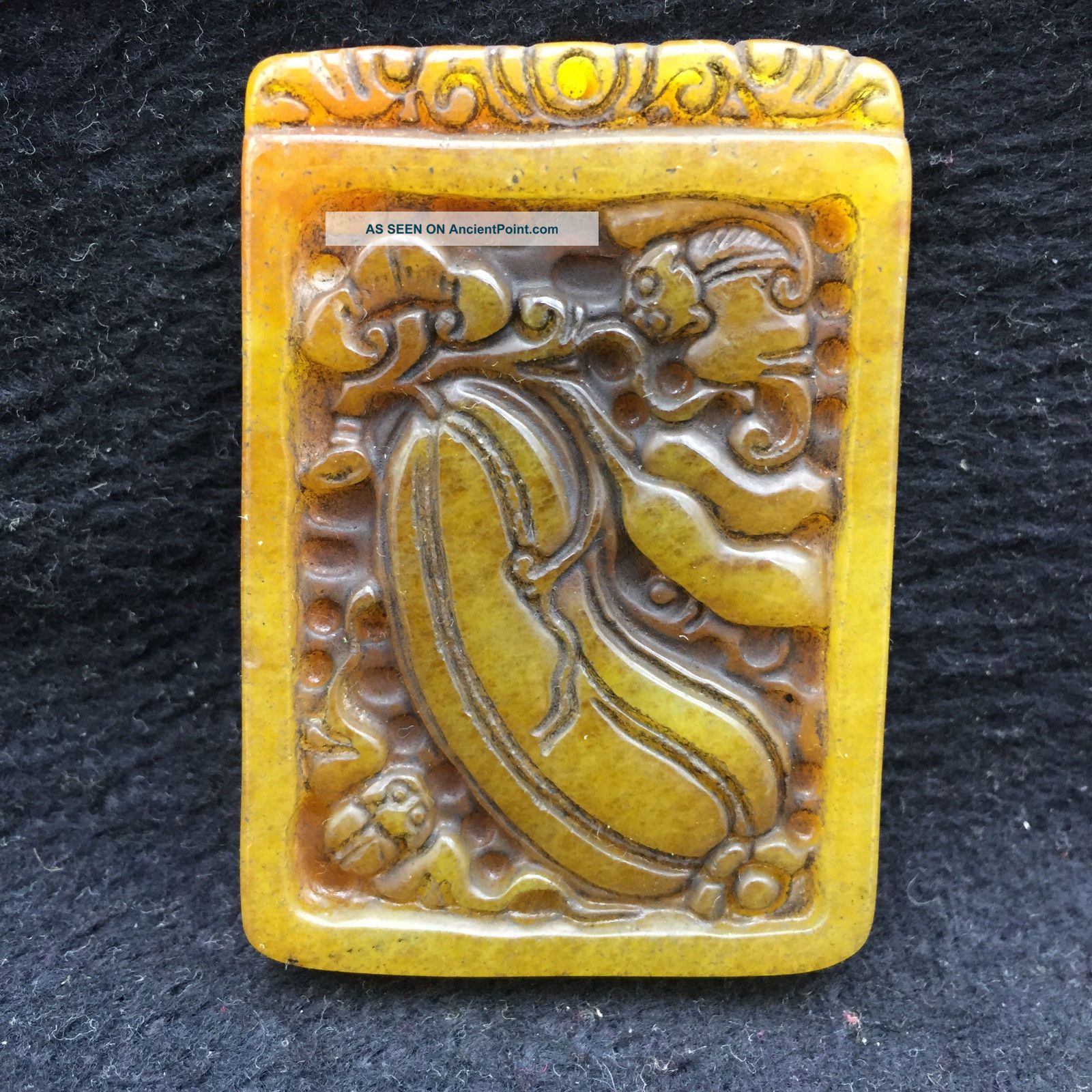 Chinese Antique Culture Natural Old Jade Hand - Carved Pendant A04 Neolithic & Paleolithic photo