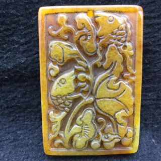 Chinese Antique Culture Natural Old Jade Hand - Carved Pendant A02 photo