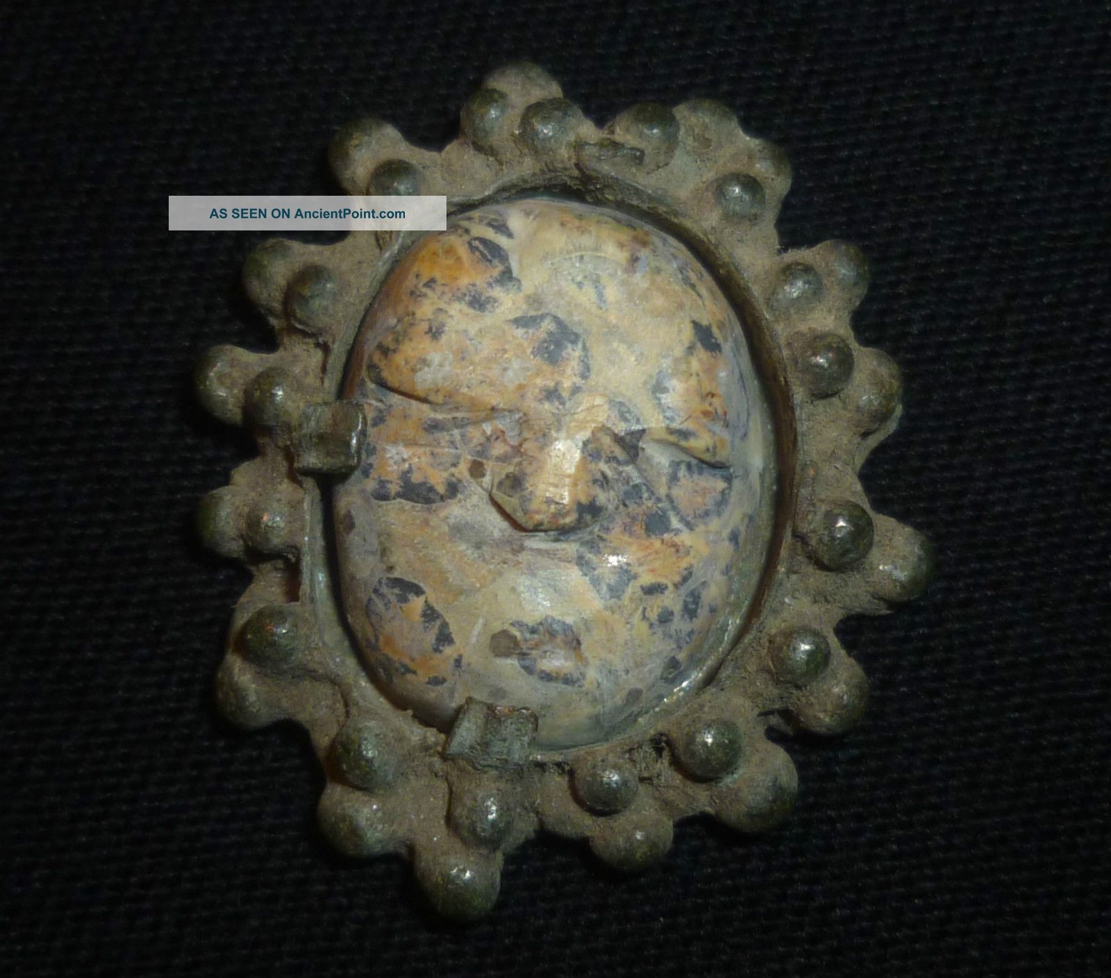 Viking Ancient Artifact - Bronze Amulet - Stone Face Of God Circa 700 - 800 Ad Scandinavian photo