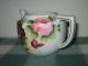 Antique Porcelain D - Handled Teapot No Lid Purple & Pink Roses Hand Painted Japan Teapots photo 1