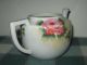 Antique Porcelain D - Handled Teapot No Lid Purple & Pink Roses Hand Painted Japan Teapots photo 2