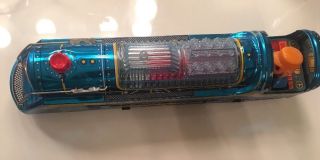 Vintage Old Battery Operated Blue Fireball Express 4607 Engine Tin Toy Japan photo