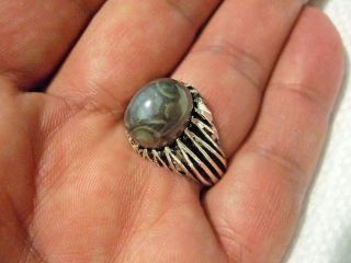 Vintage Islamic Eastern Tribal Ethnickabdi Agat Tibbet Silver Ring خاتم اسلامي photo