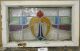 Mid Sized Old English Leaded Stained Glass Window Heart Swag 23.  25 