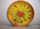 Vintage Mid Century Modern Copper Enamel Plate Pin Tray Yellow Sunflower 6 