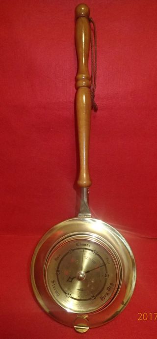 Vintage Wooden And Brass Barometer photo