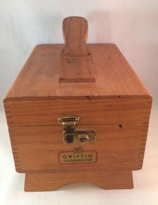 Vintage Griffin Shinemaster Wooden Dove Tail Shoe Shine Box photo